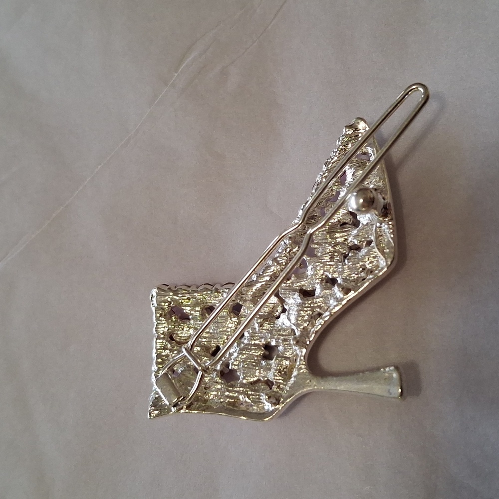 Pink Rhinestone High Heel Barette - Picture 3 of 5